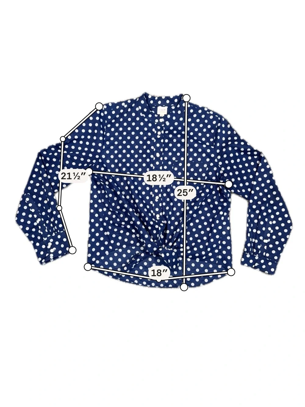J. Crew Navy Polka Dot Button-Front Tie-Hem Shirt - Picture 5 of 9